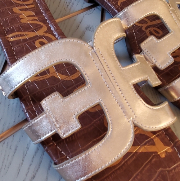 Sam Edelman Metallic Gold Slide Sandals - Women. Size 14. - Picture 7 of 9